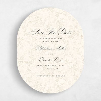 Beige Oval Wedding Save the Date - Emma Portrait
