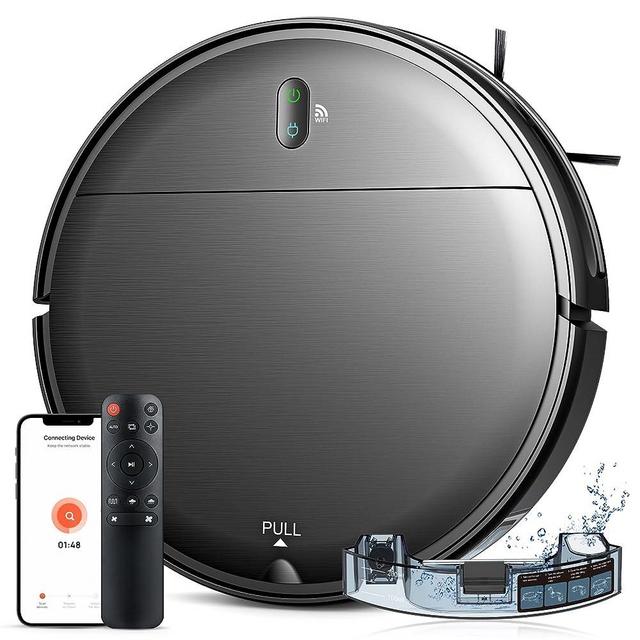 Robot Vacuum and Mop Combo, WiFi/App/Alexa, Robotic Vacuum Cleaner with Schedule, 2 in 1 Mopping Robot Vacuum with Watertank and Dustbin, Self-Charging, Slim, Ideal for Hard Floor, Pet Hair, Carpet