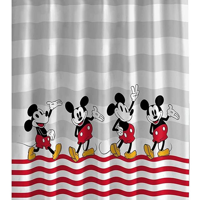 Jay Franco Disney Mickey Mouse Hello There Shower Curtain & Easy Care Fabric Kids Bath Curtain (Official Disney Product)