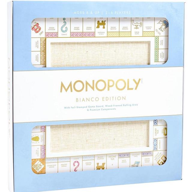 WS Game Company Monopoly Bianco Edition with Foil-Stamped Wood Game Board and Premium Components