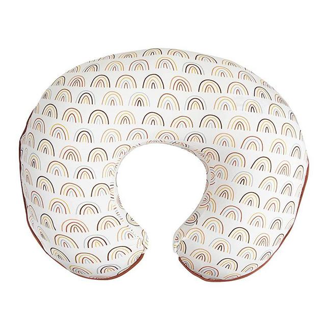 Boppy Nursing Pillow Cover –Organic Cotton Fabric | Spiced Rainbow & Solid Rust Clay Side | Fits Bare Naked | Original & Luxe Breastfeeding Pillow | Awake Time Only