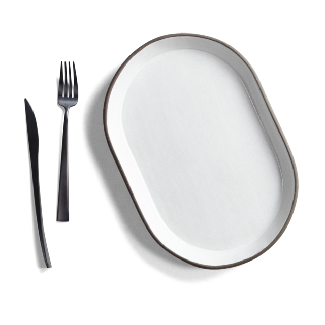 Jono Pandolfi - Medium Oval Platter (Dark Brown/White)