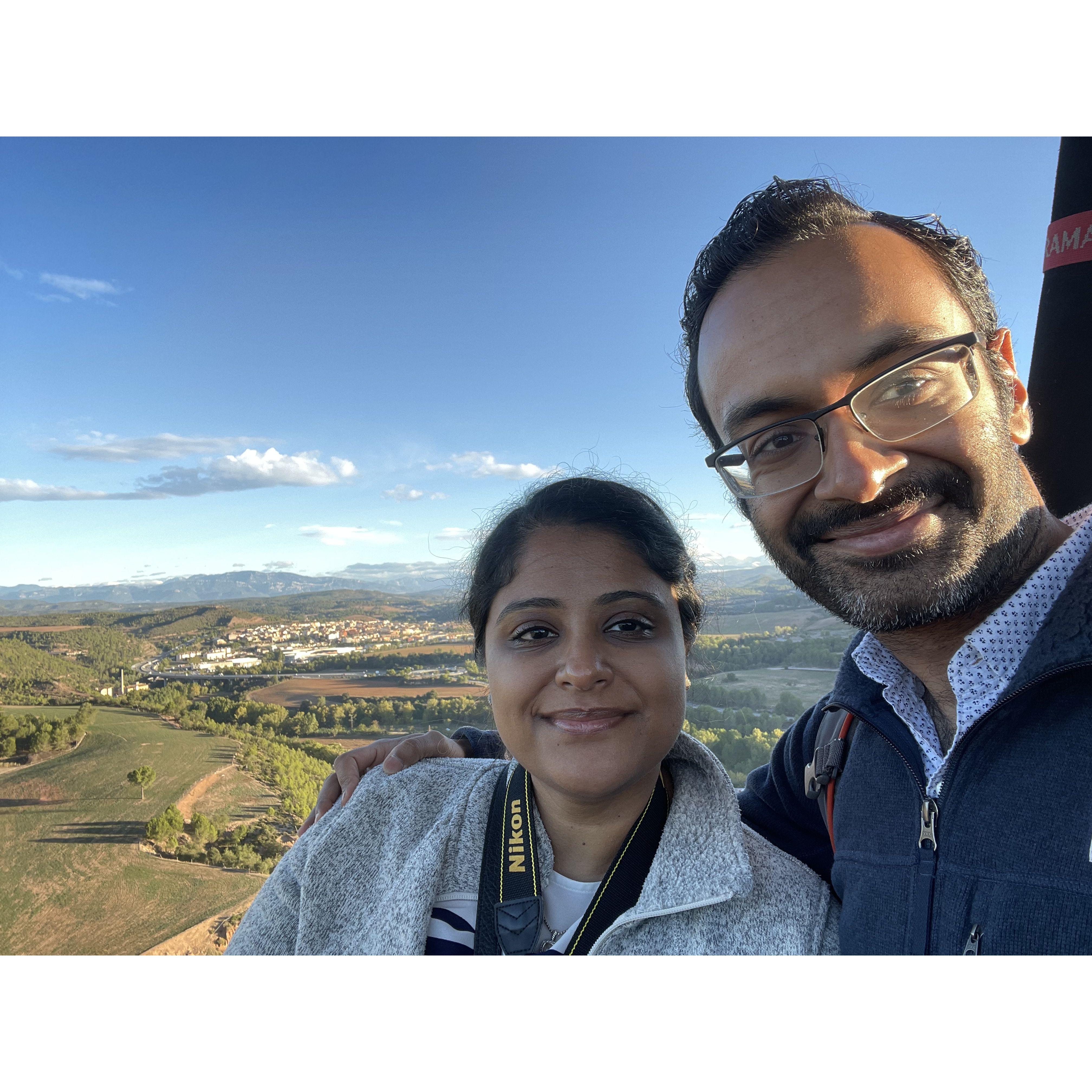 Hot air balloon ride over Barcelona.