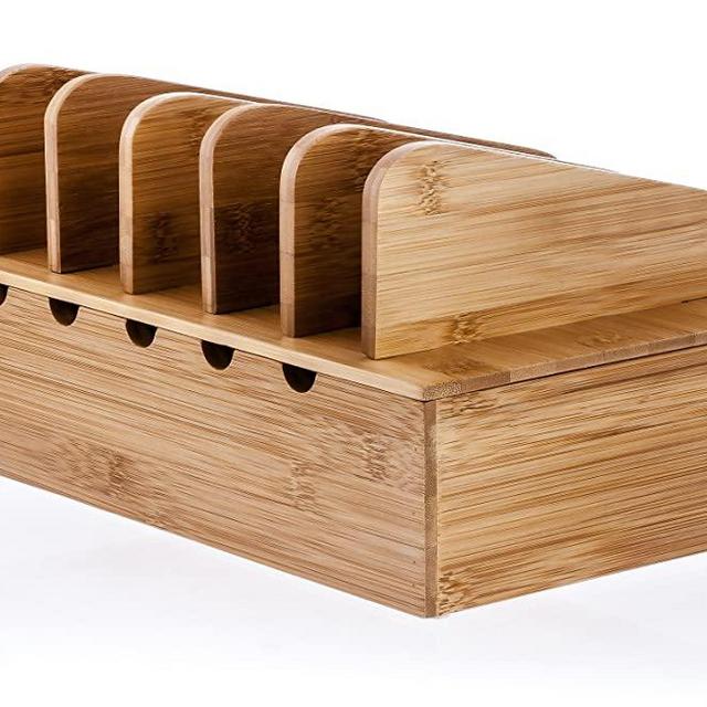 Prosumer's Choice Natural Bamboo Charging Station Rack for Smartphones and Tablets