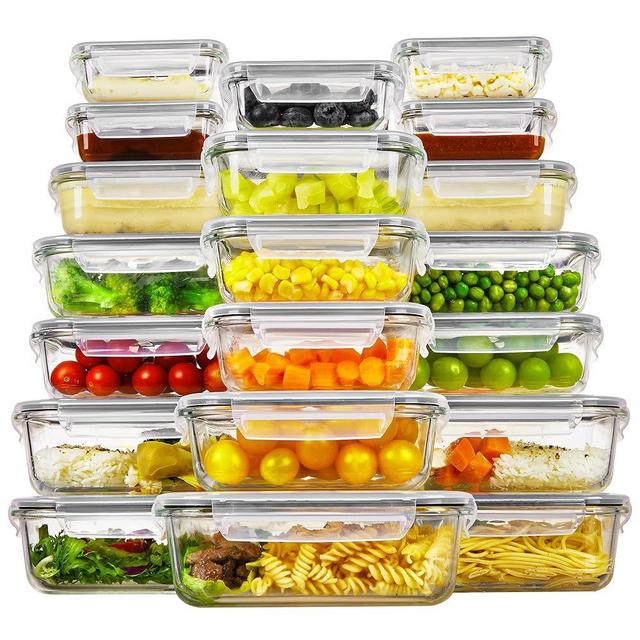 Vtopmart 20Pack Glass Food Storage Containers with Lids, Meal Prep Containers, Airtight Lunch Bento Boxes with Snap Locking Lids, for Microwave, Oven, Freezer and Dishwasher (20)