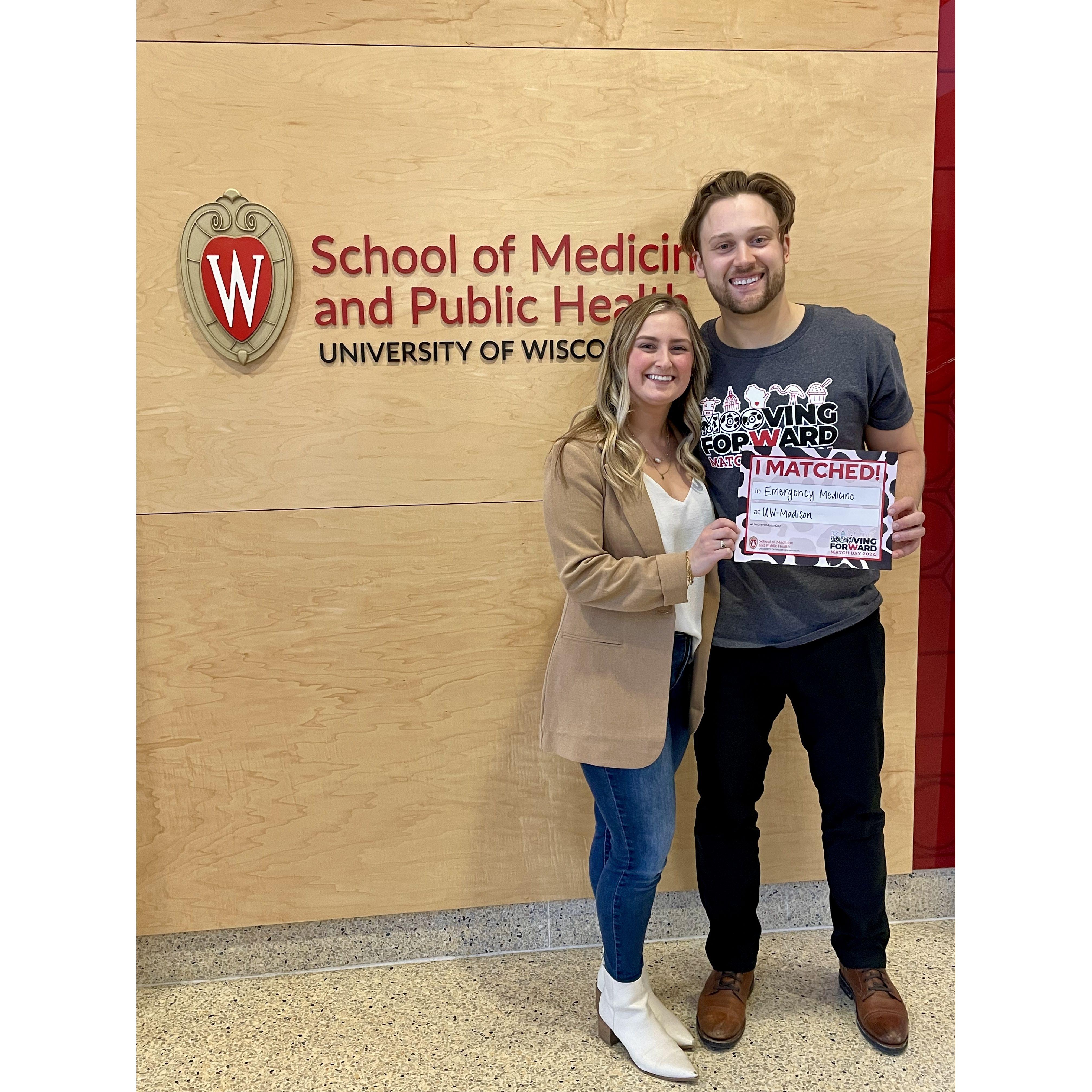 Brad matches at UW Madison for Emergency Medicine Residency