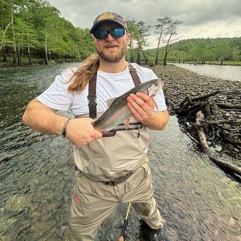 We went Fishing for My Birthday and Aaron caught is first ever Rainbow trout