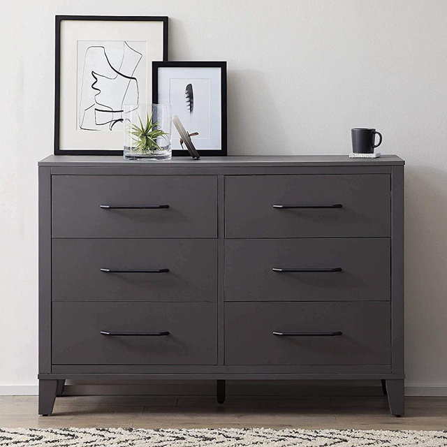 Edenbrook Daley Six Drawer Modern Design-Easy Assembly Dresser, Grey
