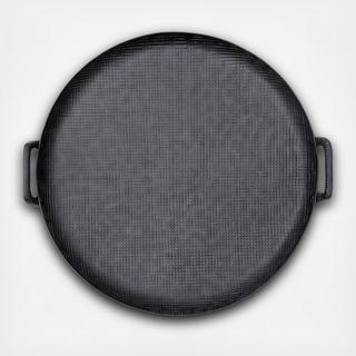 Round Black Metal Tray with Handles