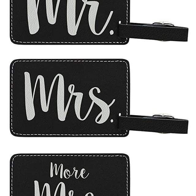 Newlywed Gifts Mr & Mrs Luggage Tags Wedding Laser Engraved Leatherette Luggage Tags