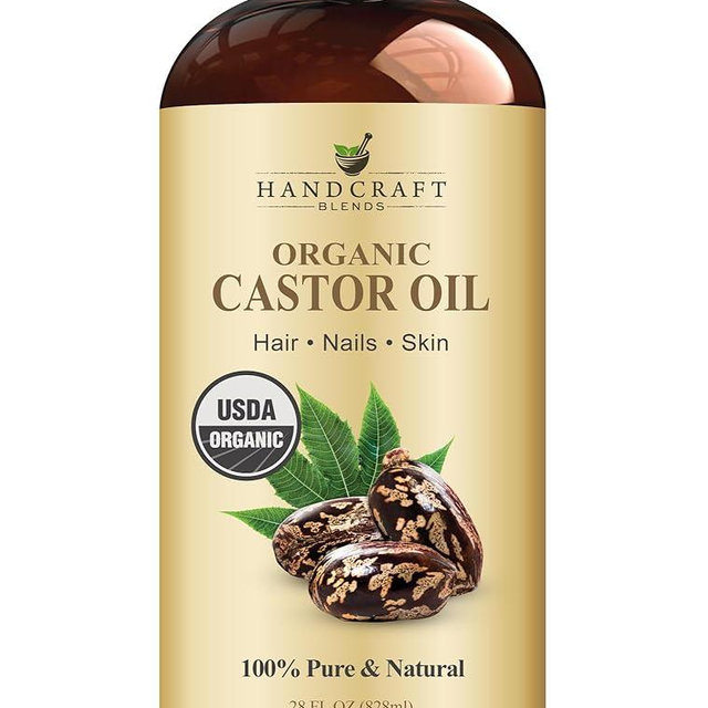Handcraft Blends Organic Castor Oil - 28 Fl Oz - 100% Pure and Natural - Premium Grade Carrier Oil for Hair Growth, Eyelashes and Eyebrows - Hair and Body - Expeller-Pressed & Hexane-Free