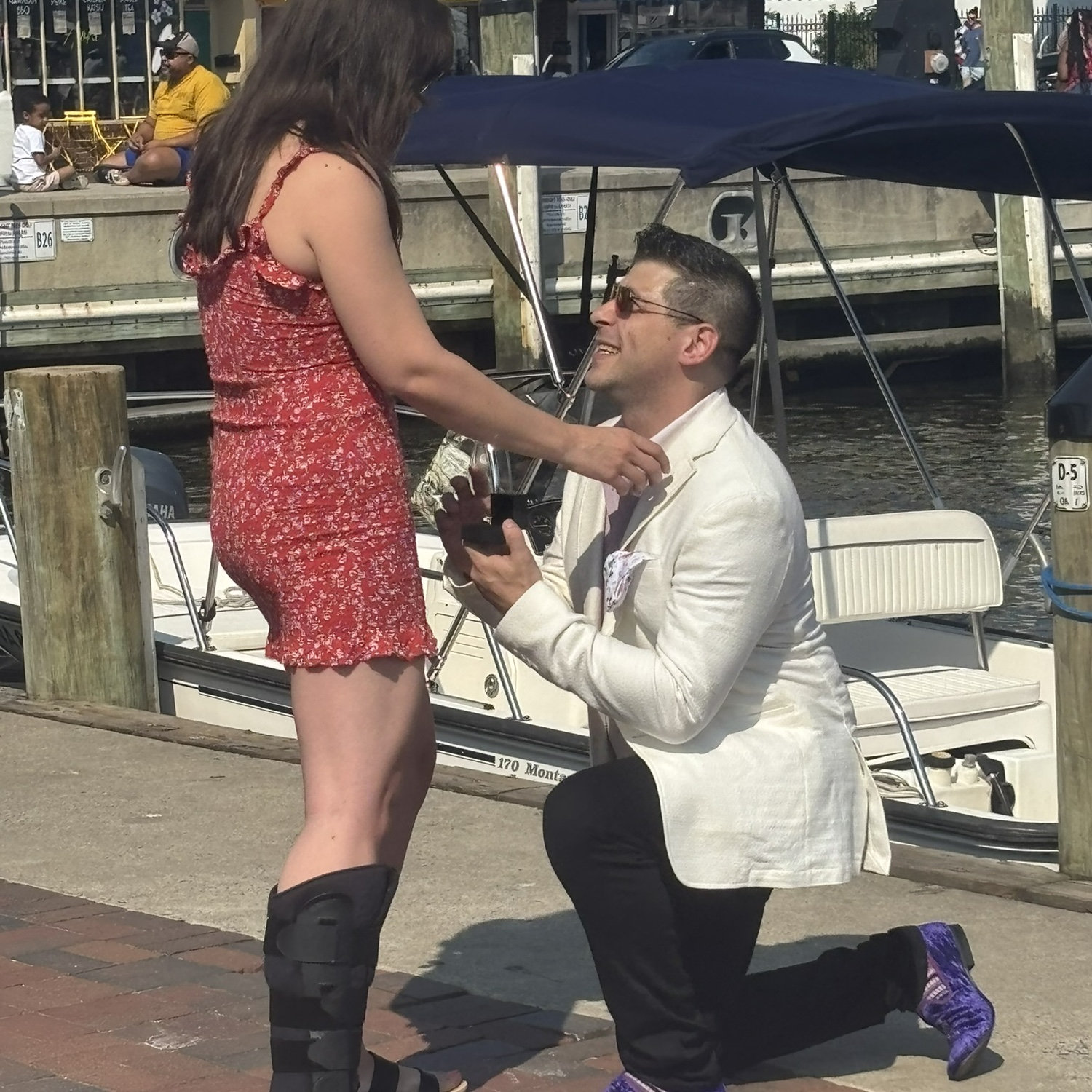 A July 4th proposal in Annapolis. Broken foot, and all, it was perfect :)