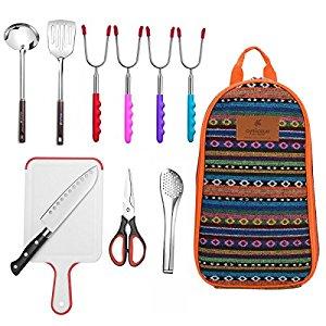 9-Piece Camping Cooking Utensils Set| CHANODUG Camping Cookware Utensils For Travel Kitchen,Camping Kitchen Set [Update 2.0]