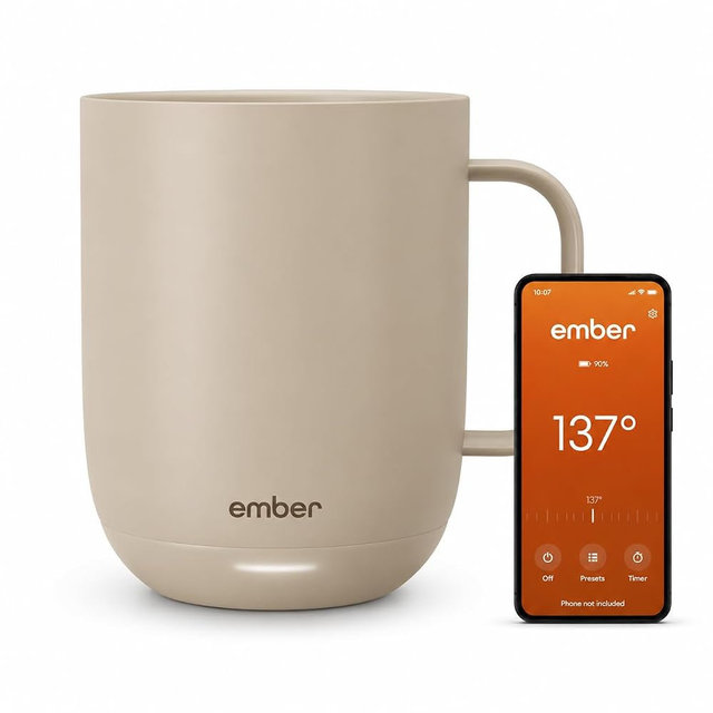 Ember Temperature Control Smart Mug 2, 14 Oz, App-Controlled Heated Coffee Mug with 80 Min Battery Life and Improved Design, Sandstone