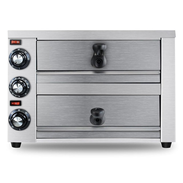 KOOTEN 2 Tier Tabletop Pizza Oven - Indoor Electric Commercial Stainless Steel With Timer for Home and Restaurant