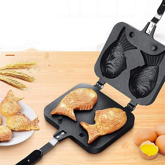 Taiyaki Fish Shape Cake Pan Waffle Cake Maker Pan Fish-Shaped Pancake Double Pan Mold for Home DIY Cooking Party Dessert