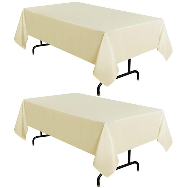 sancua 2 Pack Beige Tablecloth 60 x 102 Inch, Rectangle 6 Feet Table Cloth - Stain and Wrinkle Resistant Washable Polyester Table Cover for Dining Tables, Buffet Parties and Camping
