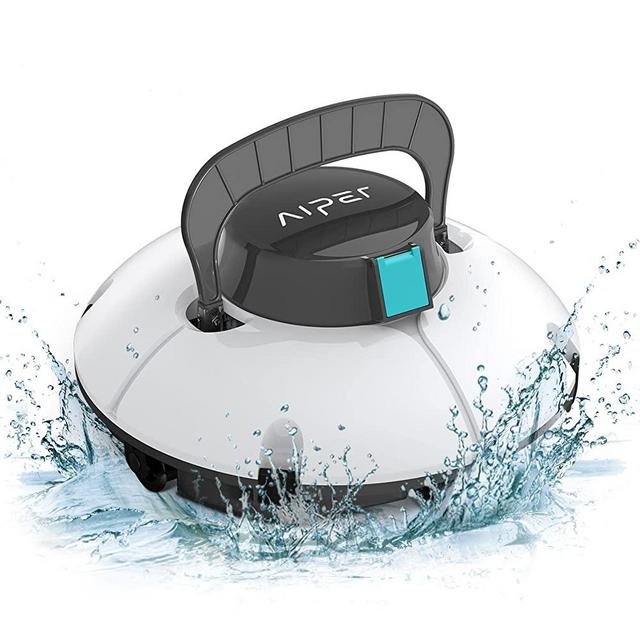 AIPER Cordless Robotic Pool Cleaner, Pool Vacuum with Dual-Drive Motors, Self-Parking Technology, Lightweight, Perfect for Above-Ground/In-Ground Flat Pools up to 35 Feet (Lasts 50 Mins)- Seagull 600
