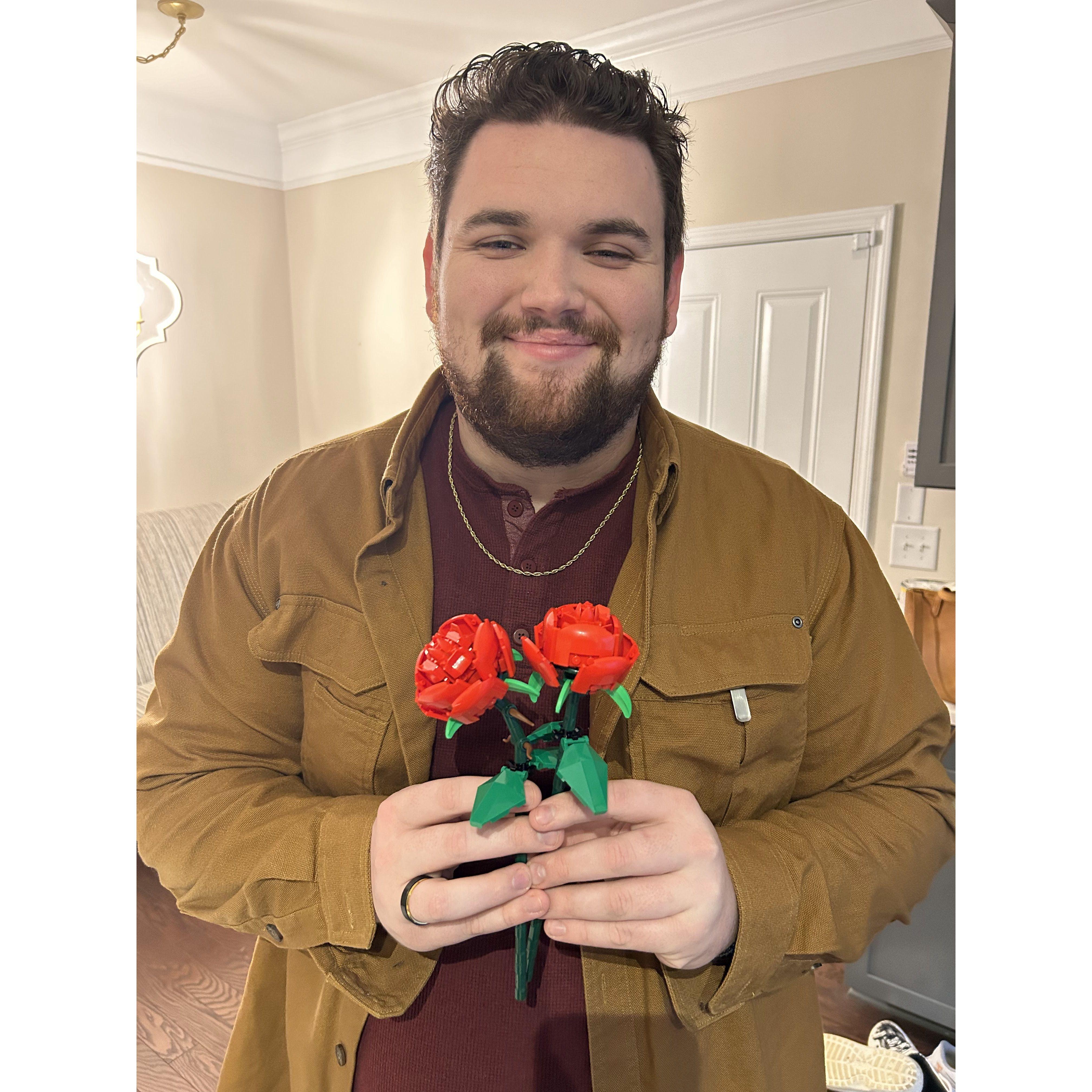 Built Lego flowers for Valentines Day!