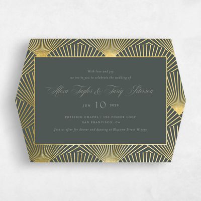 Green Diamond Wedding Invitation - Hayden Landscape Foil