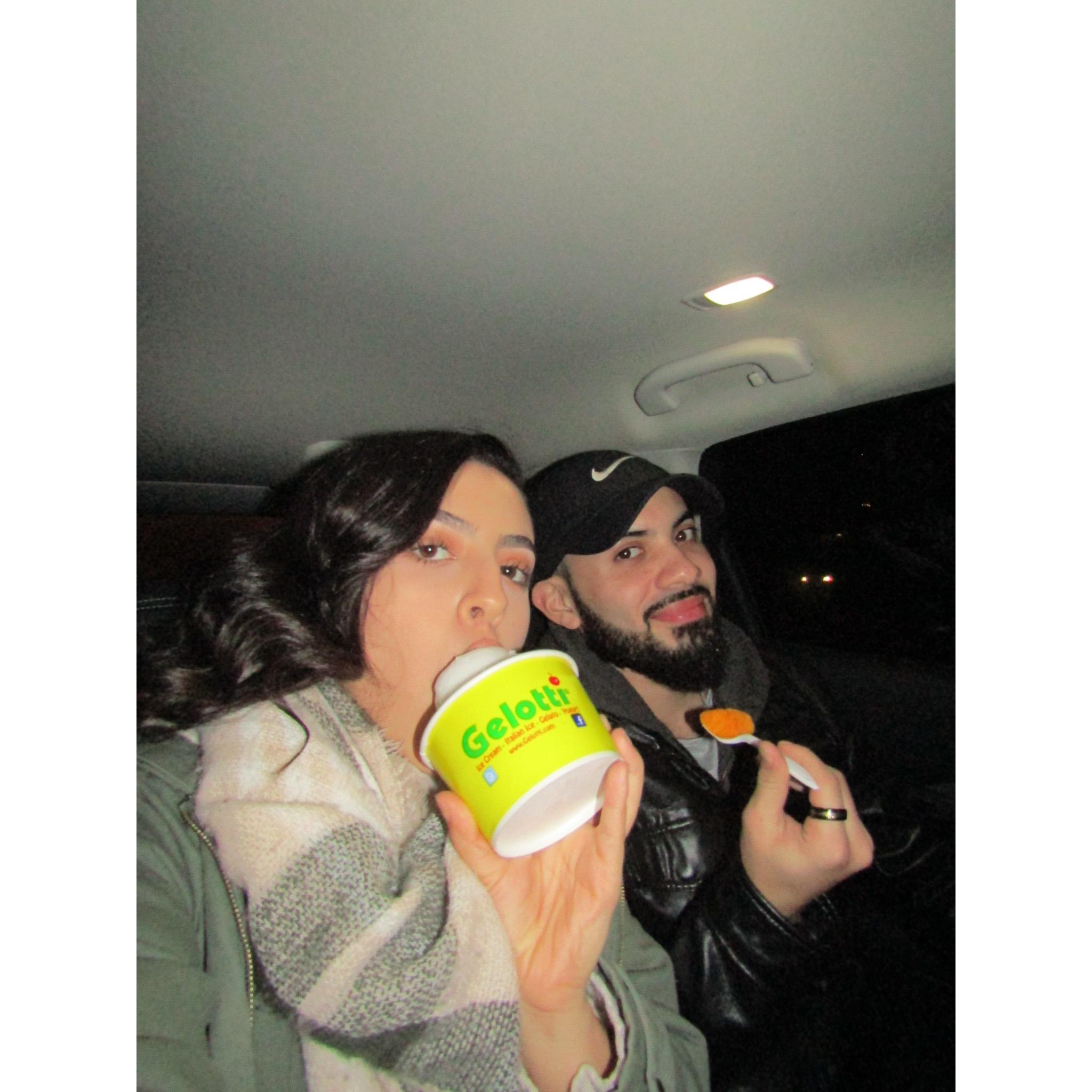 Frank's first time visiting Jess's favorite ice cream parlor! February 2019