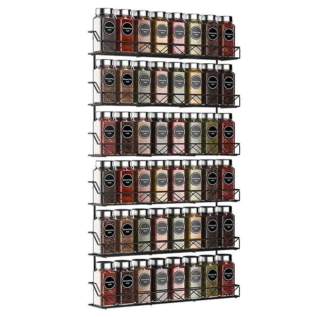 Auledio 2 Pack Spice Rack Organizer, 3 Tier Wall Mounted Storage Rack Hanging Shelf for Kitchen Cabinet, Cupboard, Pantry Door Bathroom Shower,Black