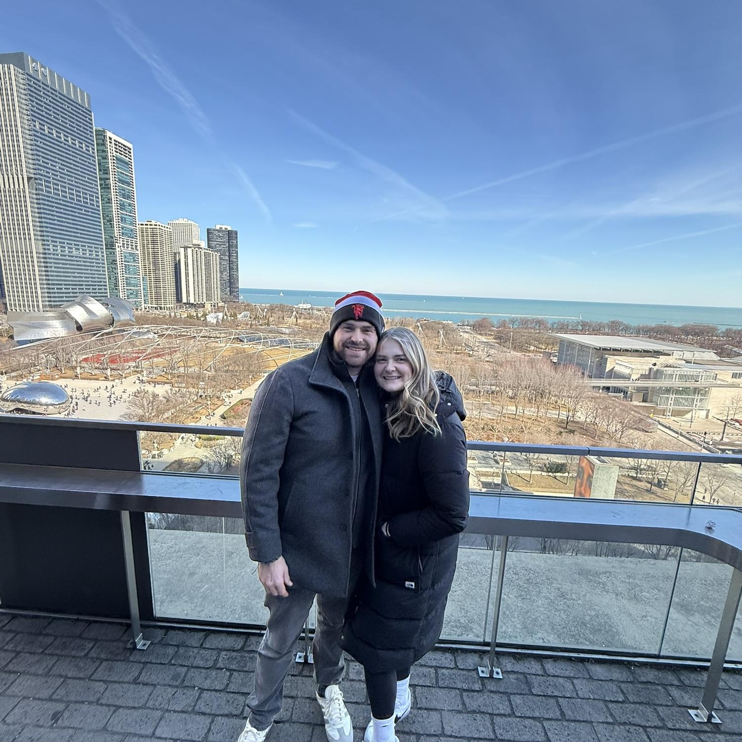 Rooftop bar overlooking Lake Michigan.