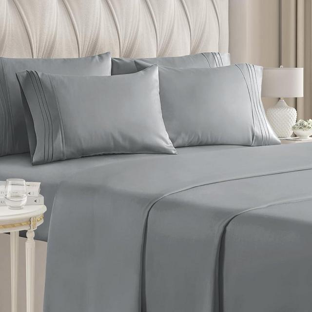 King Size Sheet Set - 6 Piece Set - Hotel Luxury Bed Sheets - Extra Soft - Deep Pockets - Easy Fit - Breathable & Cooling Sheets - Wrinkle Free - Comfy - Steel Blue Bed Sheets - King Sheets 6 PC