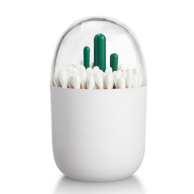 Elephanty Cotton Swab Holder, Small Q-tips Toothpicks Storage Organizer (Cactus)