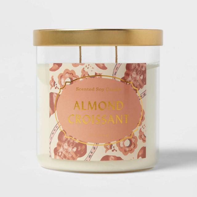 15.1oz Lidded Glass Jar 2-Wick Almond Croissant Candle Cream - Opalhouse™