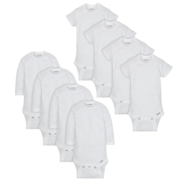 8-Pack Onesies® Brand Baby Neutral White Long and Short Sleeve Bodysuits