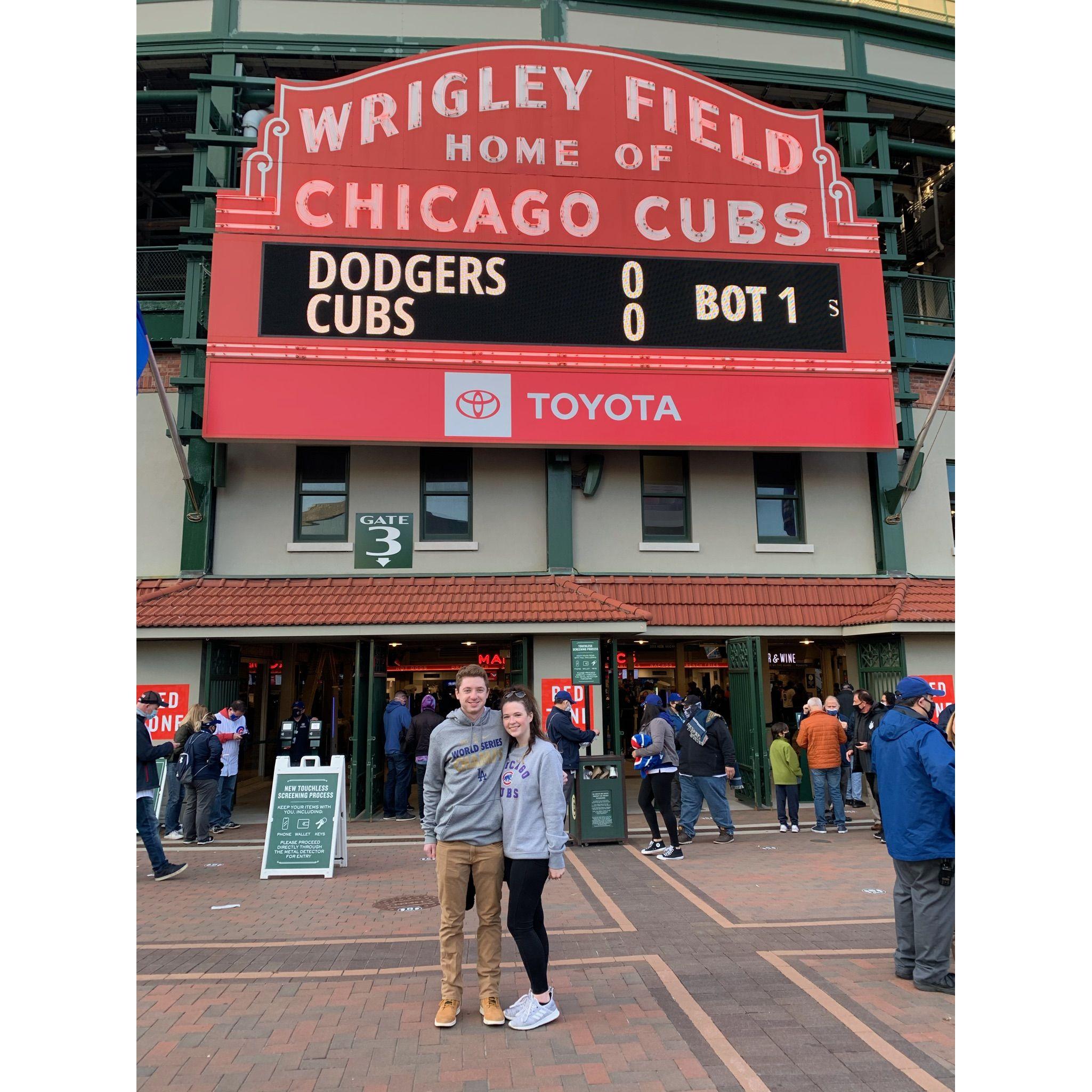 Go Cubs go! Right before we froze our butts off, but the Cubs won!