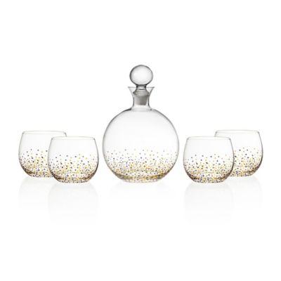 Fitz and Floyd® Confetti 5-Piece Decanter Set in Black/Gold