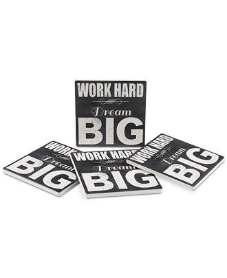 Thirstystone Work Hard Dream Big 4-Pc. Coaster Set