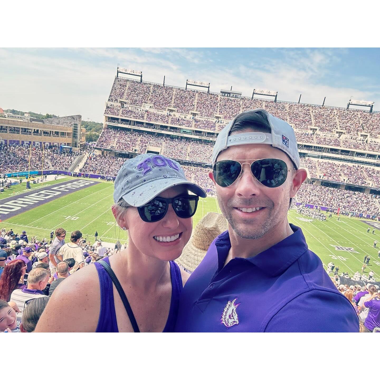 Our favorite past time since moving to Fort Worth, catching a TCU football game.