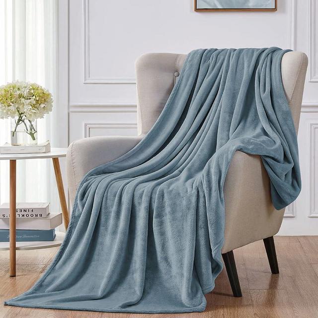 Washed Blue/Slate Blue/Grey Blue Super Soft Microfiber Flannel Blankets for Couch, Bed, Sofa Warm and Cozy for All Seasons