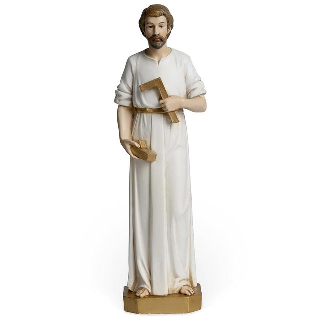 BC Catholic St. Joseph Statue The Worker, 6" H Catholic Saint Figure, Patron Saint for Worder, Inspirational Indoor Statue, Handpainted Renaissance Sculpture Purity & Grace Collection by Buildclassic
