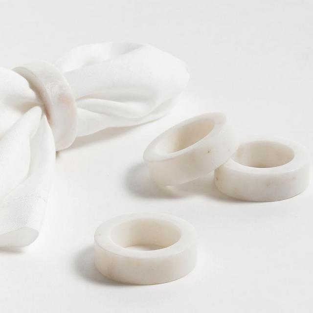 Thin Marble Napkin Rings, Set of 4 - White
