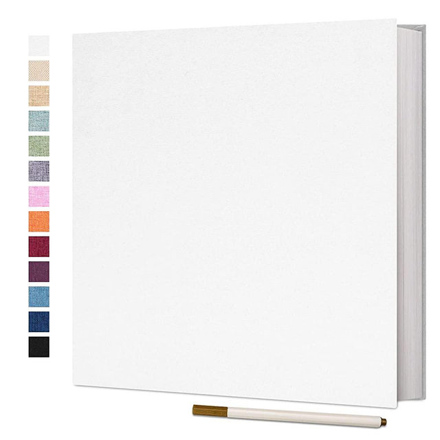 Vienrose Photo Album Self Adhesive 4x6 5x7 3x5 8.5x11 Scrapbook Magnetic Album DIY Scrap Book with A Metallic Pen (11"x10.6"60 Pages, White)