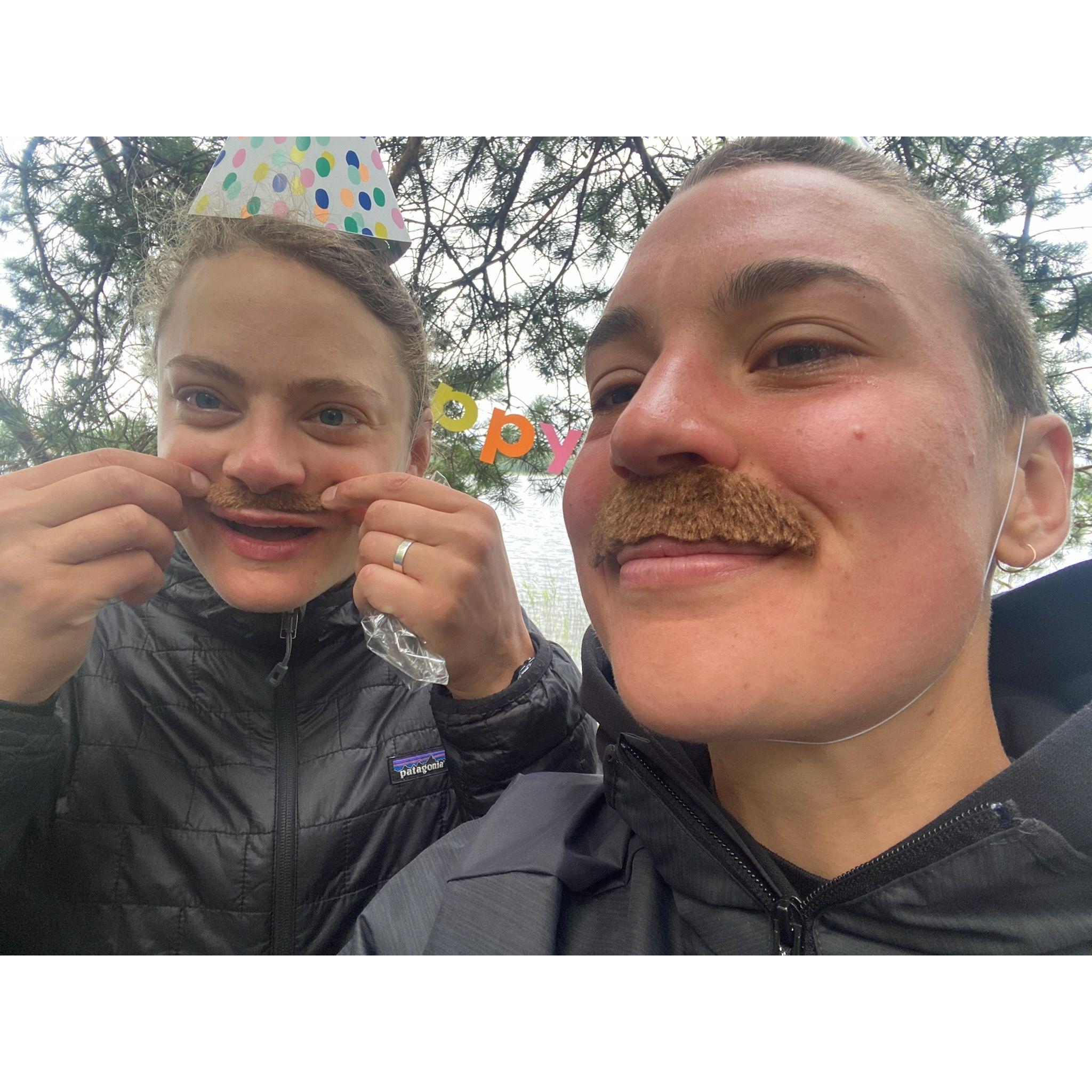 Birthday mustaches!