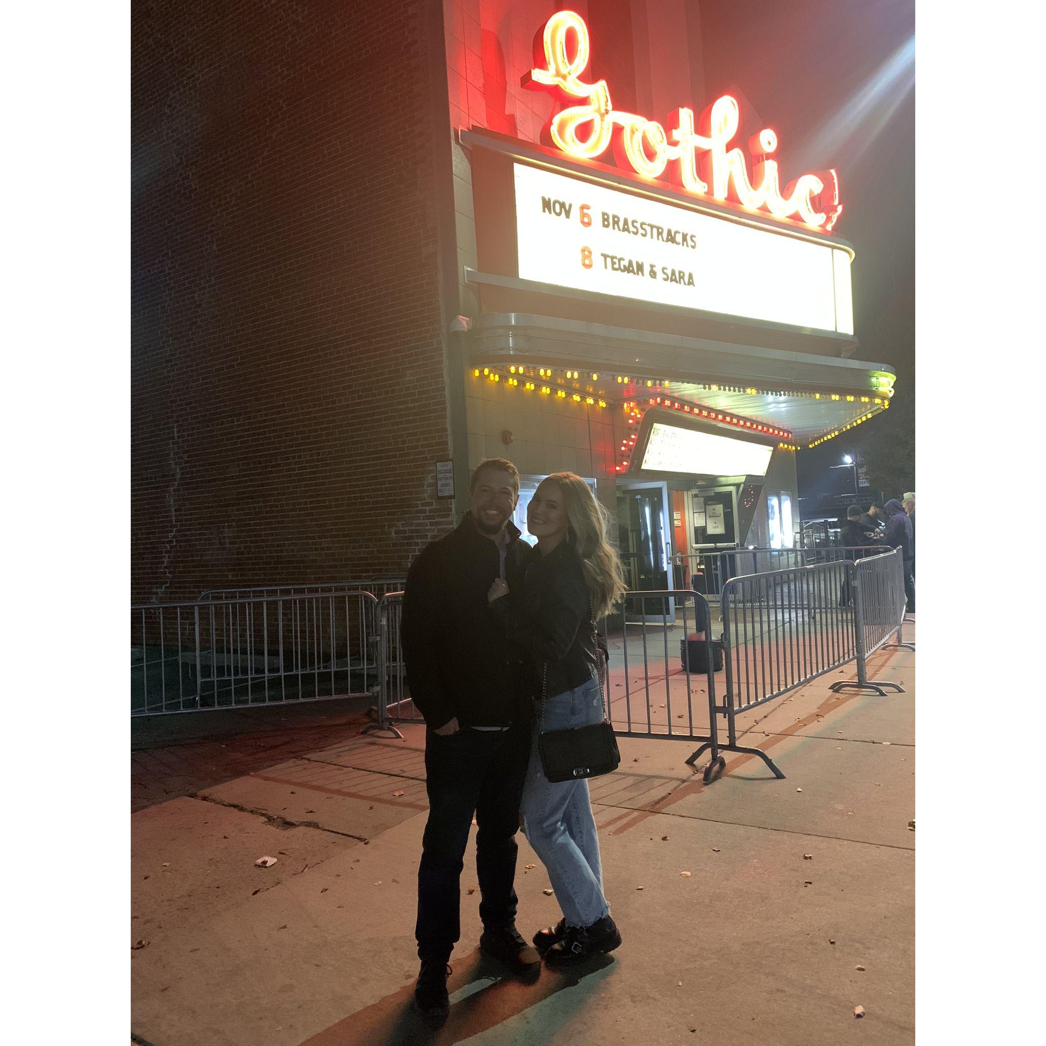 (Engagement, pt 1) Brasstracks concert, Nov 2022. We had waited years for this group to come to Denver. Austin had secretly messaged Brasstracks' Ivan Jackson to plan a surprise onstage proposal...