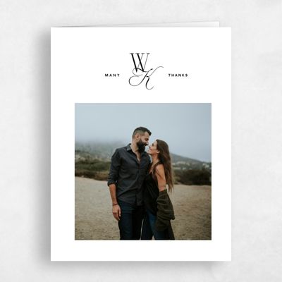 White Monogram Wedding Thank You - Lux Photo