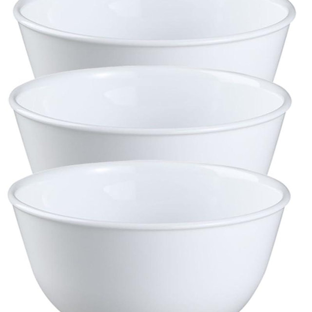 Corelle Coordinates Wh Corelle Livingware Super Soup/Cereal Bowl, 28 oz, Winter Frost White, Set of 3