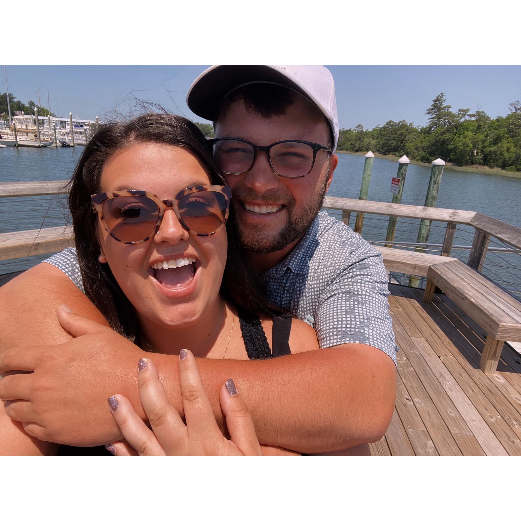 Our first weekend trip together in Wilmington, North Carolina where we spent the time strolling the riverwalk, stealing kisses, and daydreaming about our forever.
