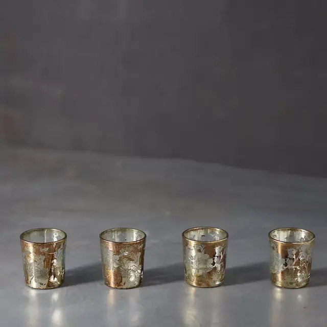Marbled Gold Foil Tea Light Holders, Set of 4
