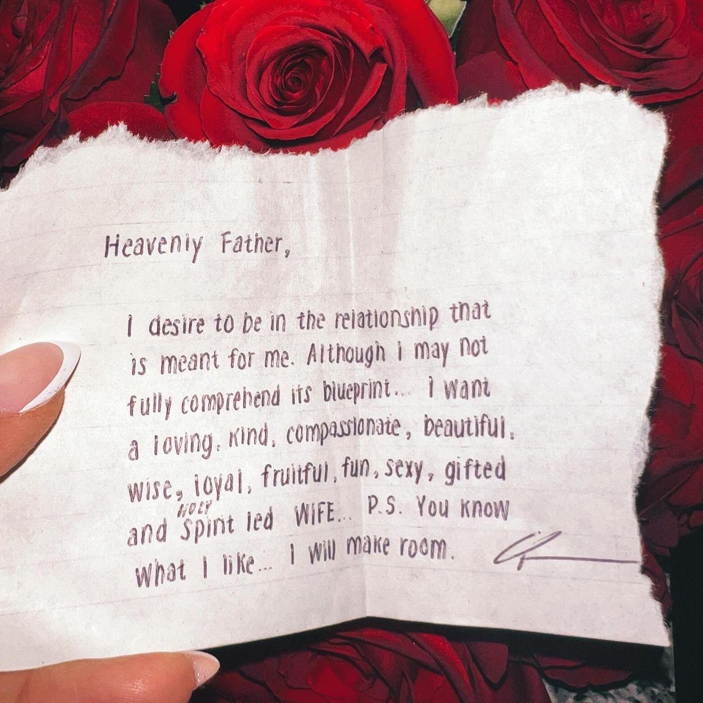 The letter Aspen gave Taylor when they were dating.
