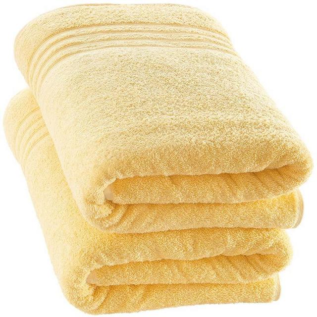 Hammam Linen Jumbo Large Bath Sheets Towels 2-Pack 35 x 70 Inches Soft and Absorbent, Premium Quality 100% Cotton Towels (Yellow, Bath Sheet)