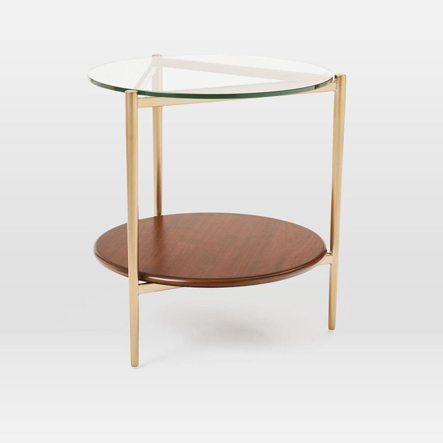 Mid-Century Art Display Side Table, Antique Brass