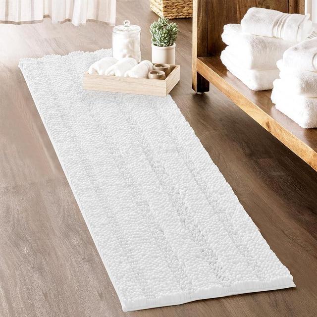Bathroom Rugs - Super Soft Bath Mat Non-Slip Plush Carpet Runner for Tub Washable Absorbent Microfiber Chenille Floor Carpet for Door Way Tub Kitchen Decorations, Pure White, 60" x 24", 1 Piece