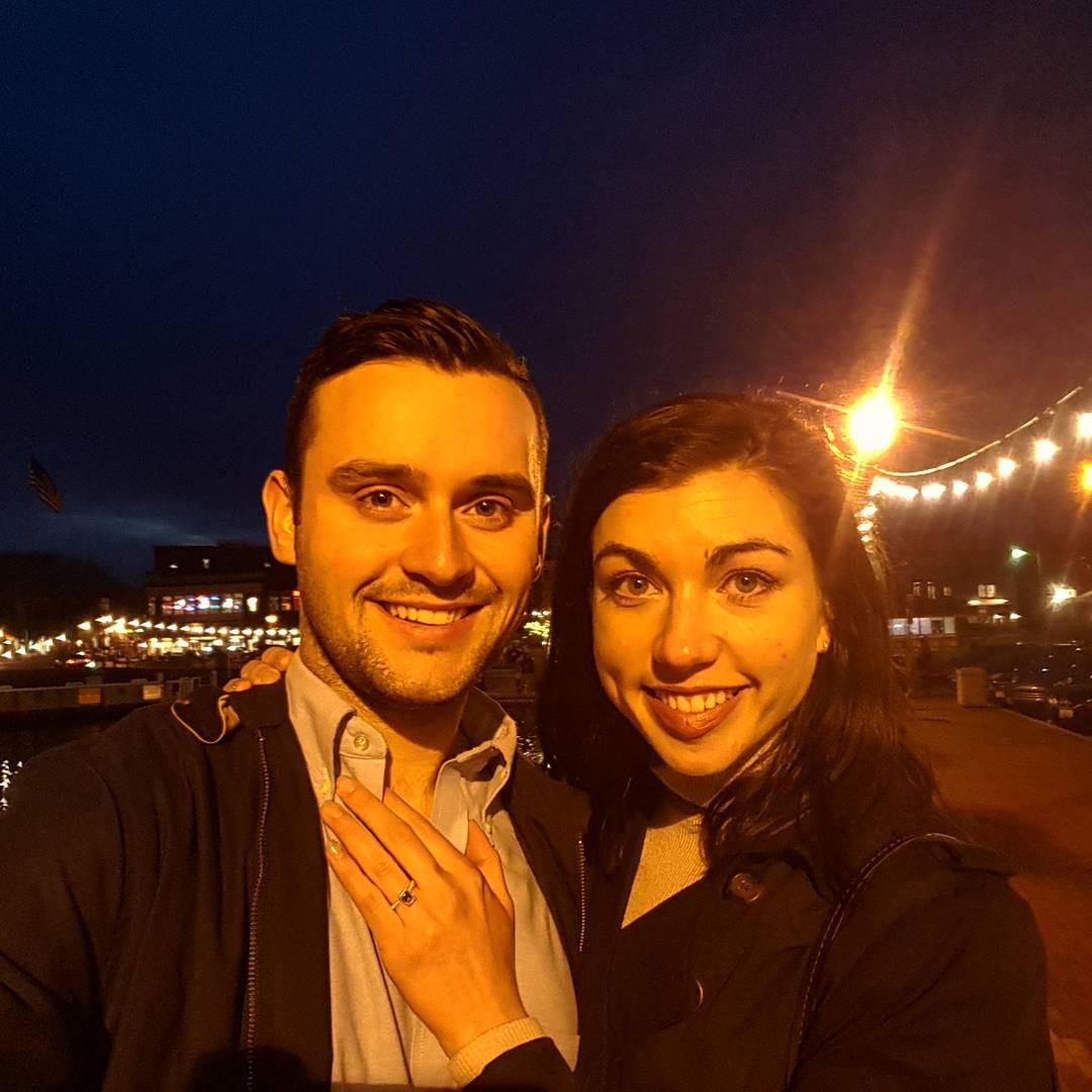 This was on the pier in downtown Annapolis right after Chris proposed!